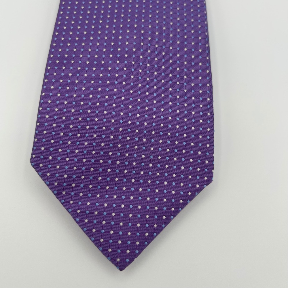 Haines & Bonner Tie Mens OS Purple Silk Micro Dot Formal Business Classic